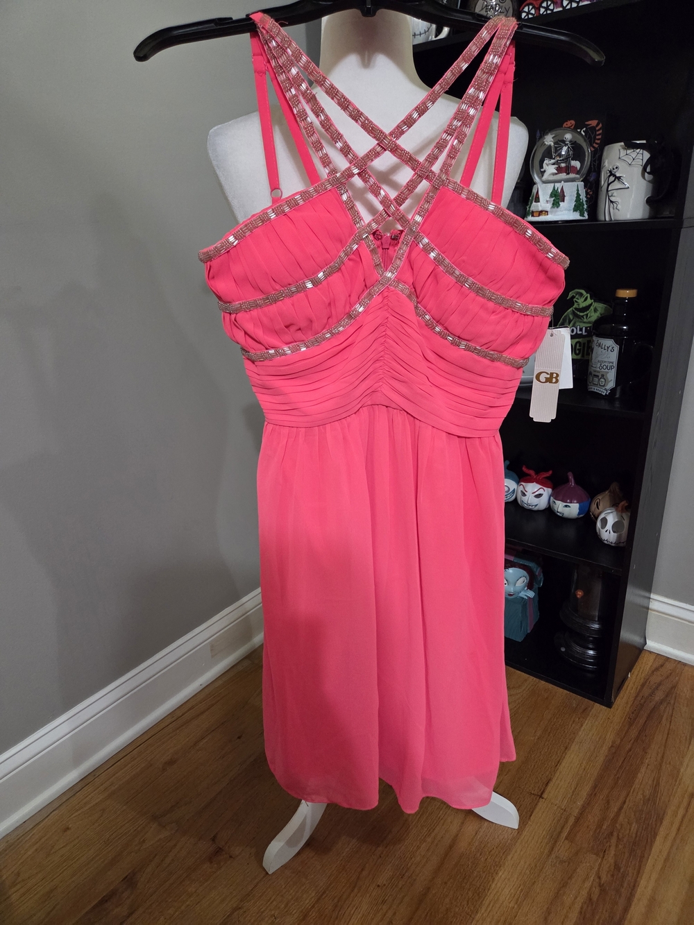 GB girls Hot Pink Crisscross Embellished Mini Dress